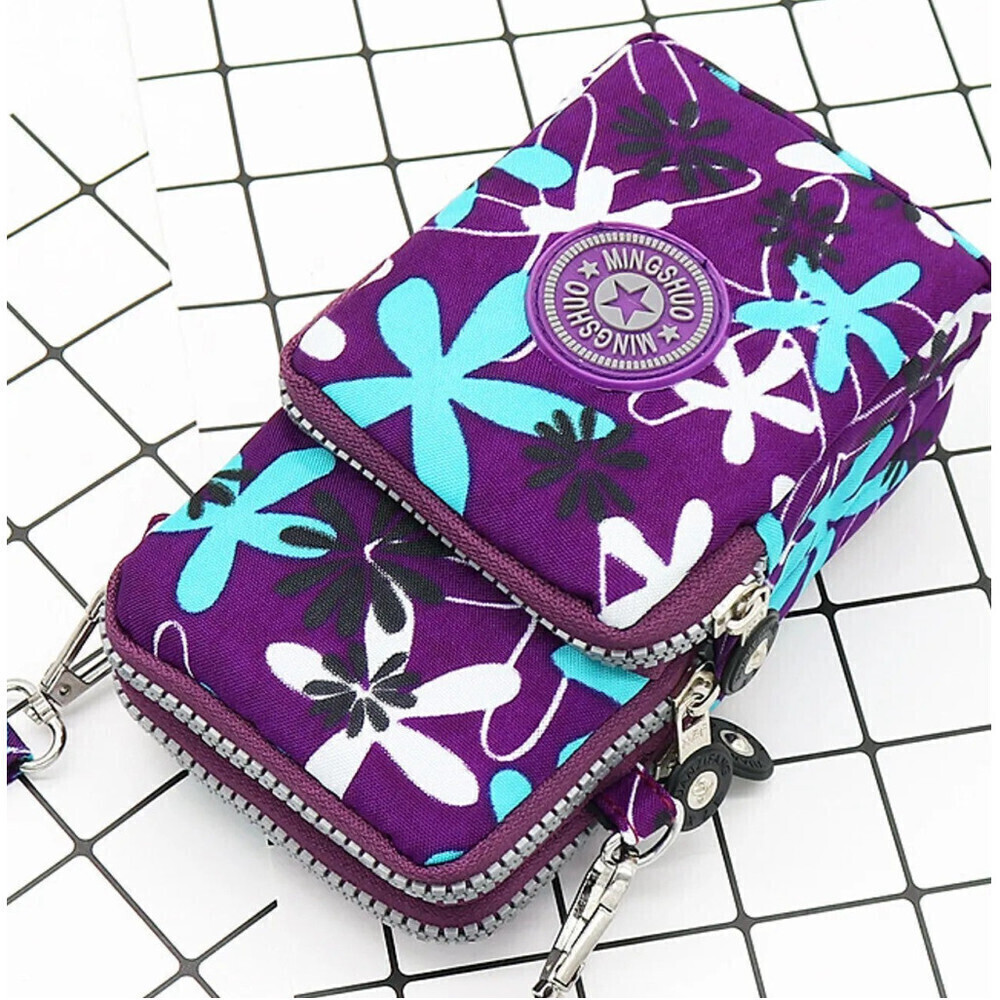 Flower Pattern Phone Wallet In Purple - Picture 2 of 3